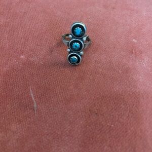 Blue and Silver Cluster Ring with Graduated Beads